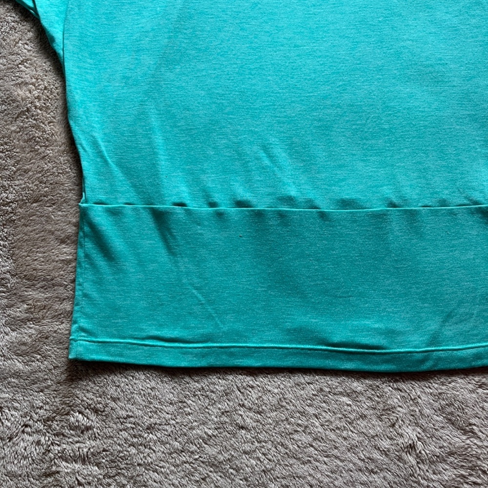 Women's Turquoise Batwing Workout Yoga Top Blouse L/S Loose Fit Athletic - Picture 2 of 12